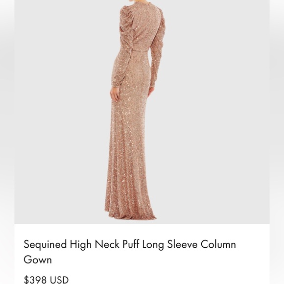 Mac Duggal Sequined High Neck Puff Long Sleeve Column Gown size 10 - Picture 12 of 12